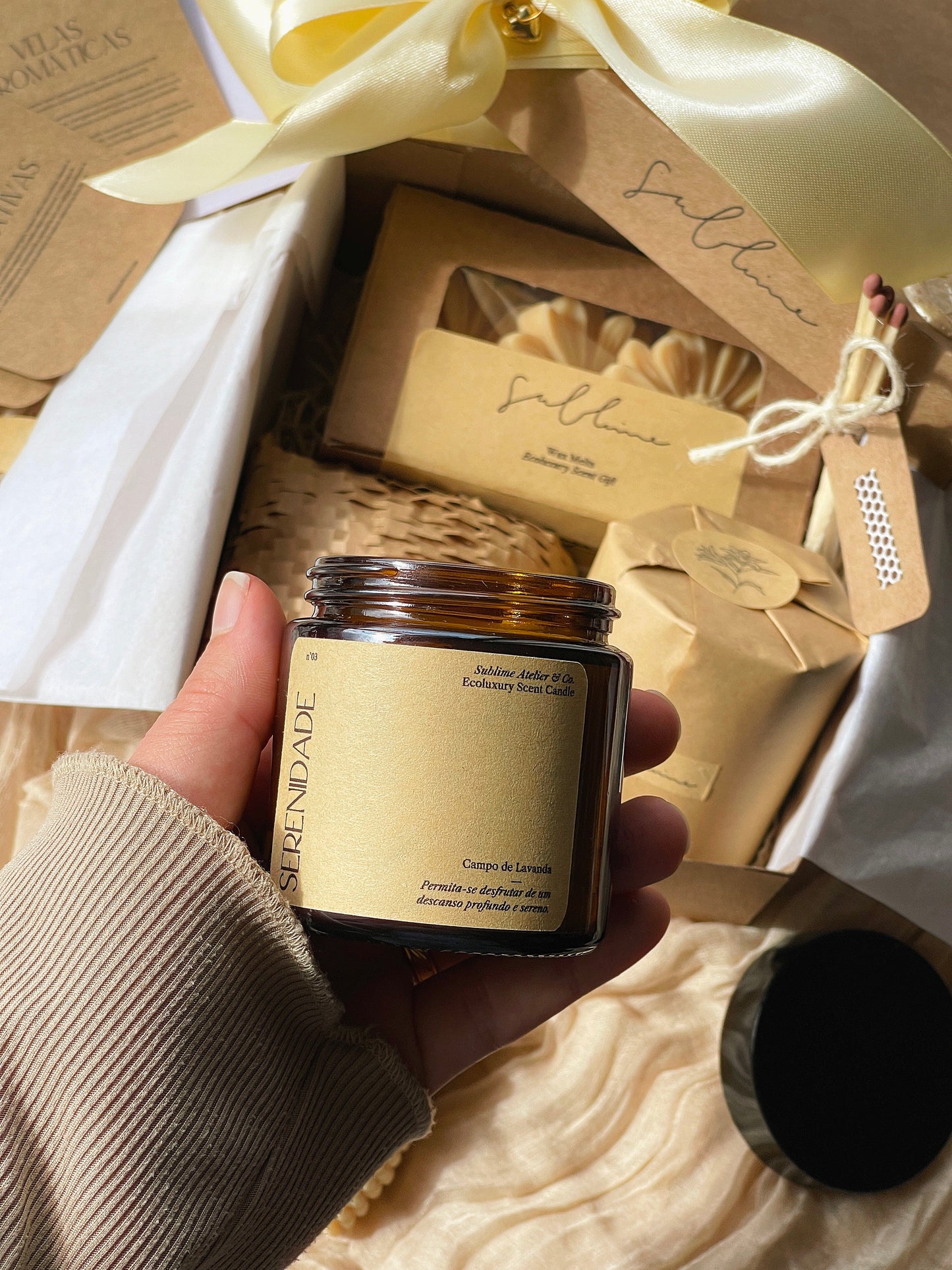 Coffret Best Sellers - Wax Melts, Vela Perfumada e Vela Decorativa Coração de Lã
