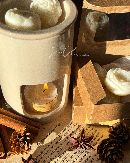 Queimador Sublime em Cerâmica Bege para Derretimento de Wax Melts | Cera Ultra Perfumada