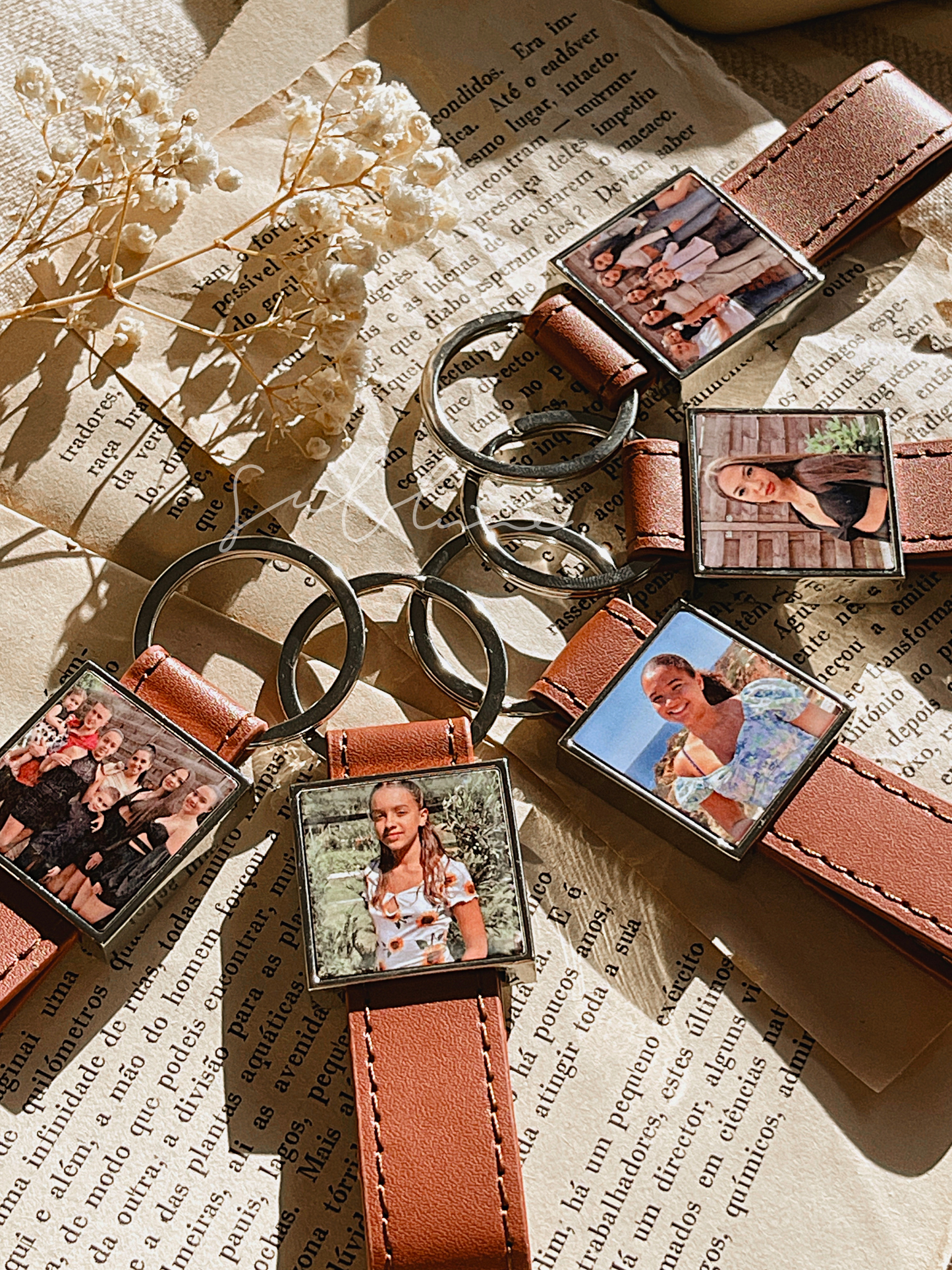 Porta-Chaves Personalizado com Foto - Couro Castanho