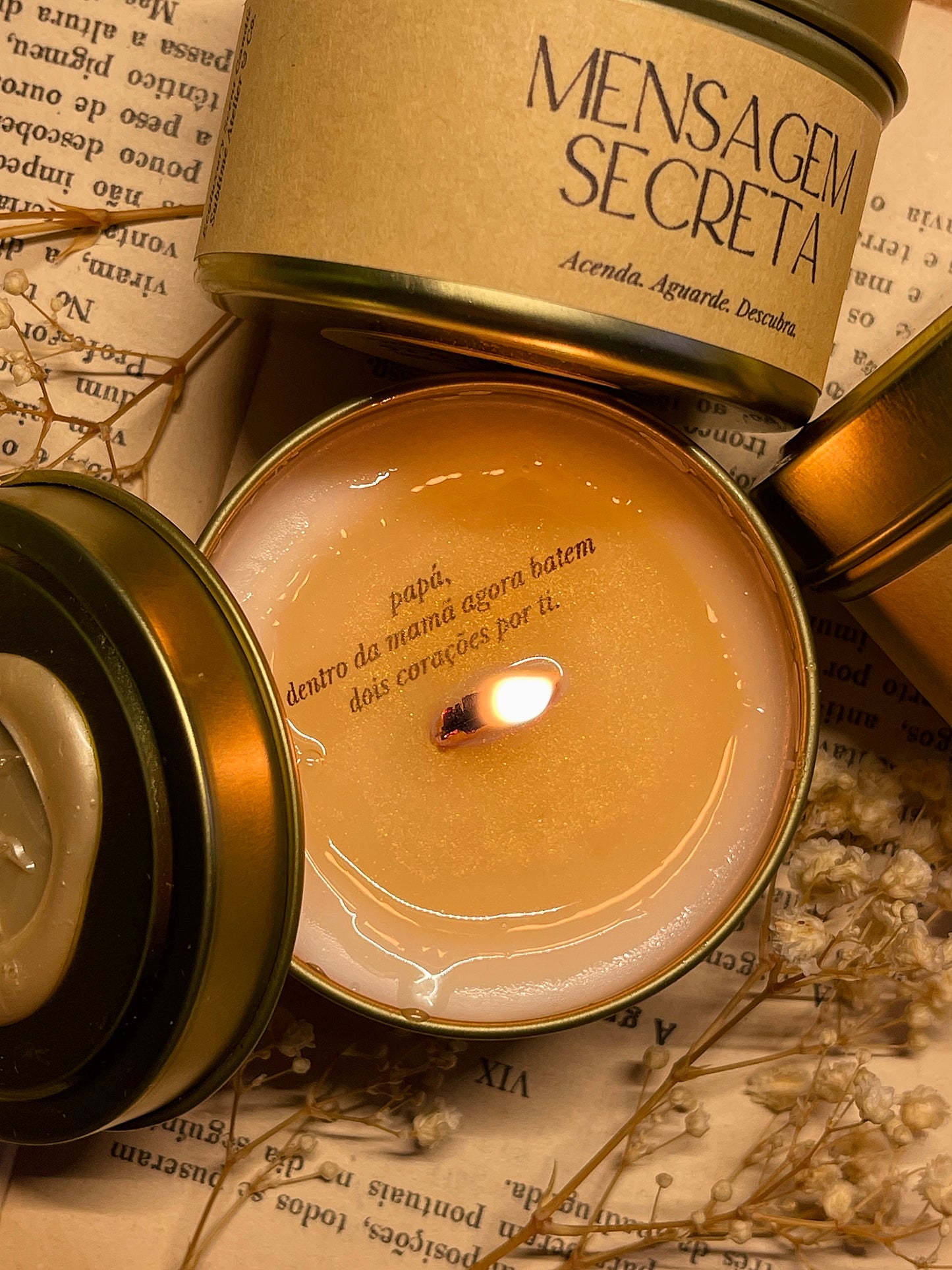 Vela Perfumada com Mensagem Secreta Personalizada | n°01 Aconchego - Flor de Algodão