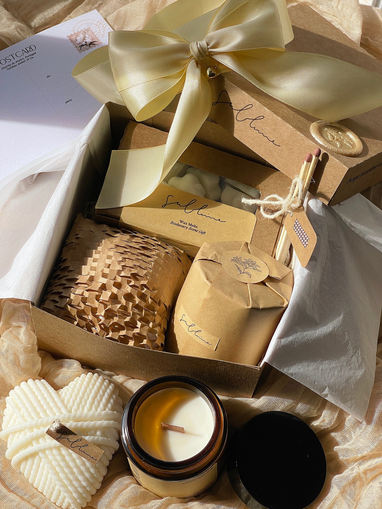 Coffret Best Sellers - Wax Melts, Vela Perfumada e Vela Decorativa Coração de Lã