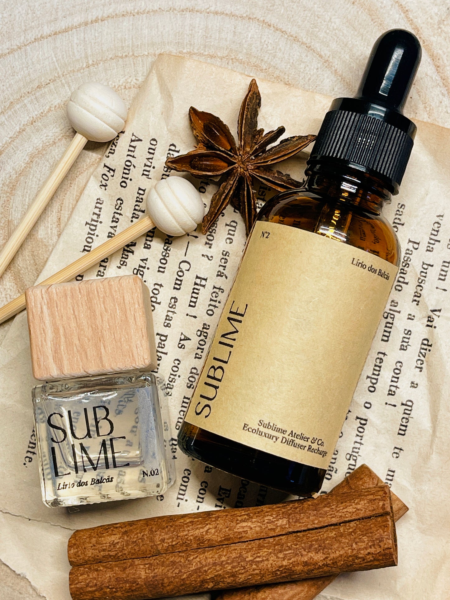 Coffret Aromático para Carro – Difusor de Varetas, Refil e Perfume de Ambiente | n°02 Sublime - Lírio dos Balcãs