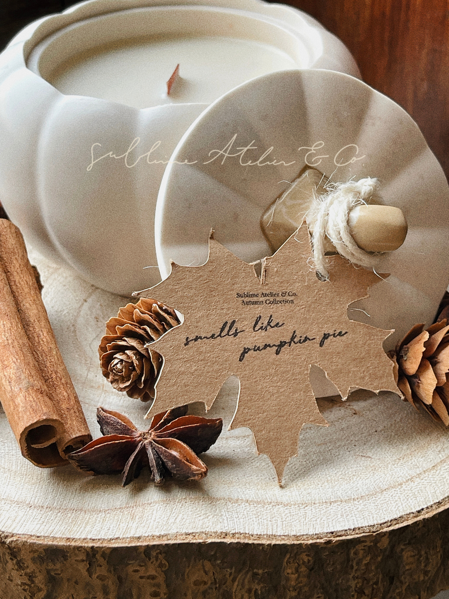 Vela Aromática Abóbora - Pumpkin Pie com Pavio de Madeira