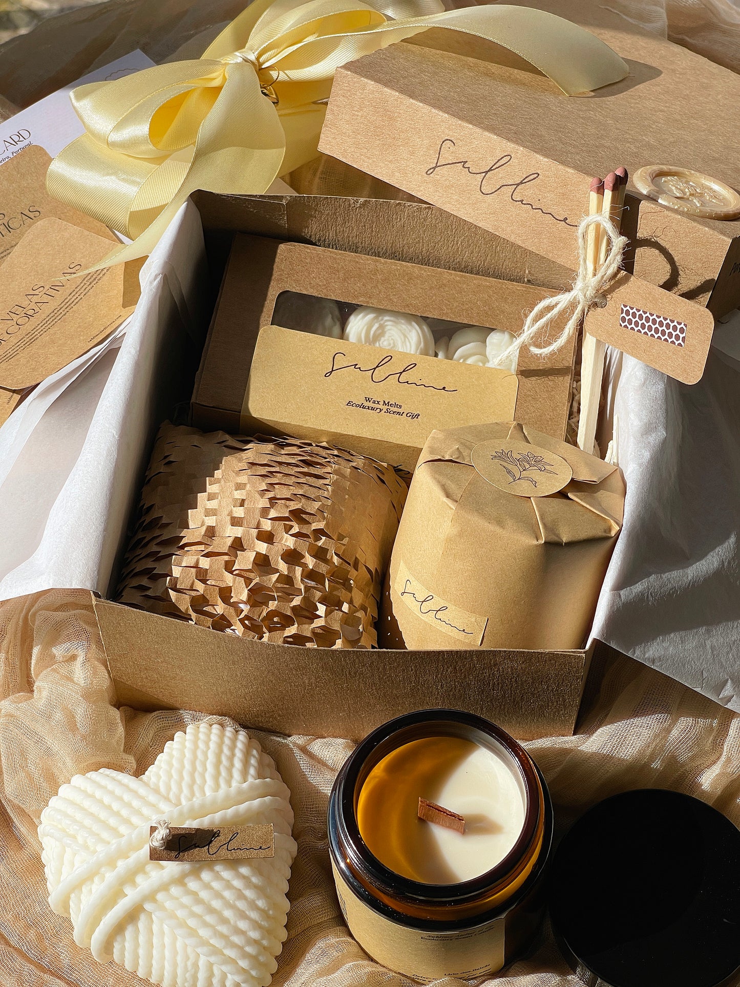 Coffret Best Sellers - Wax Melts, Vela Perfumada e Vela Decorativa Coração de Lã