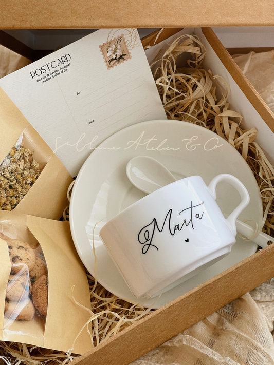 Coffret de Chávena Personalizada - Nome e Ilustração
