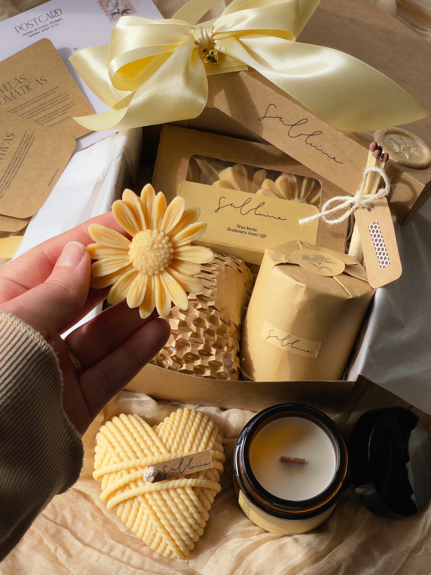 Coffret Best Sellers - Wax Melts, Vela Perfumada e Vela Decorativa Coração de Lã
