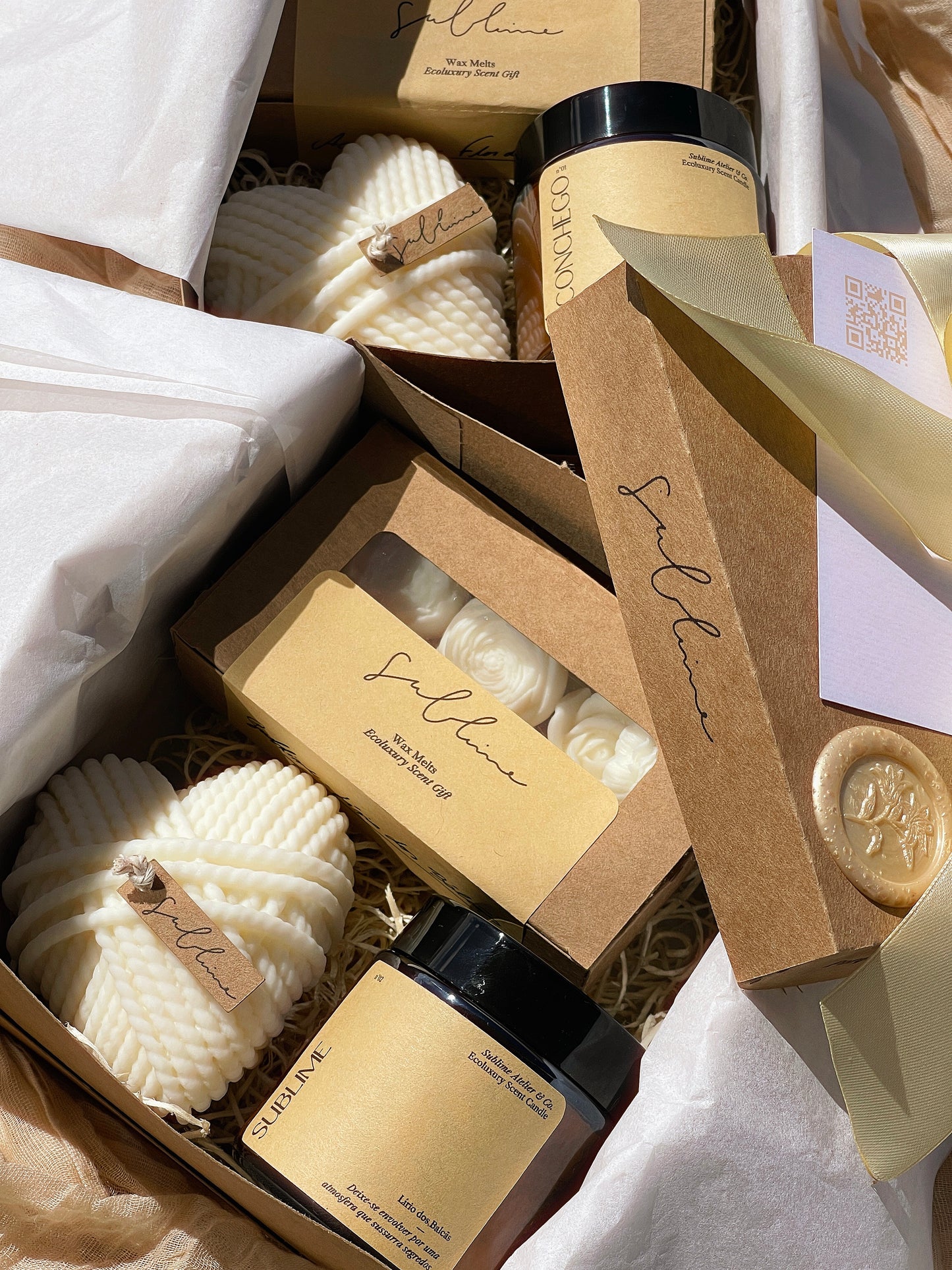 Coffret Best Sellers - Wax Melts, Vela Perfumada e Vela Decorativa Coração de Lã