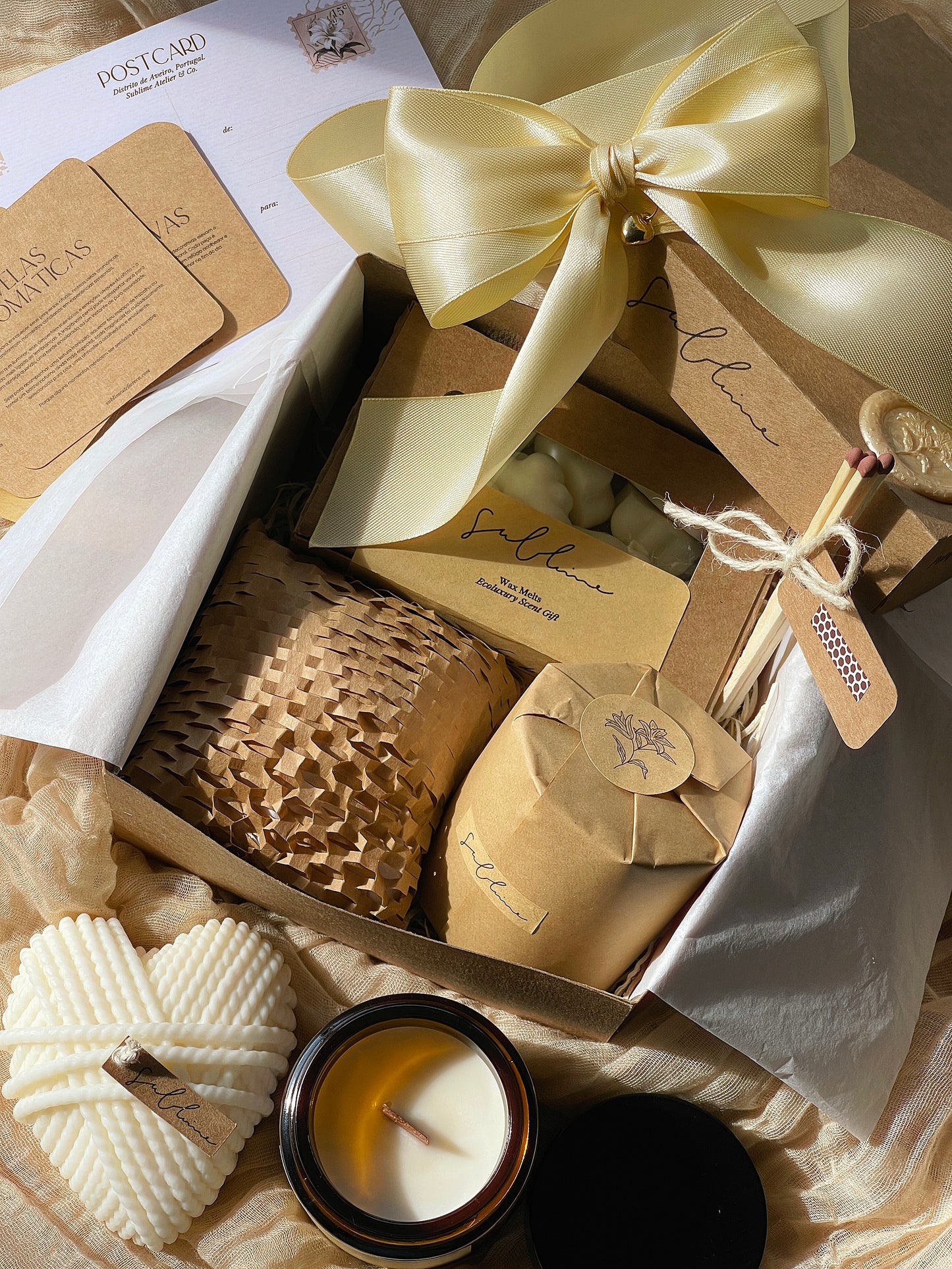 Coffret Best Sellers - Wax Melts, Vela Perfumada e Vela Decorativa Coração de Lã