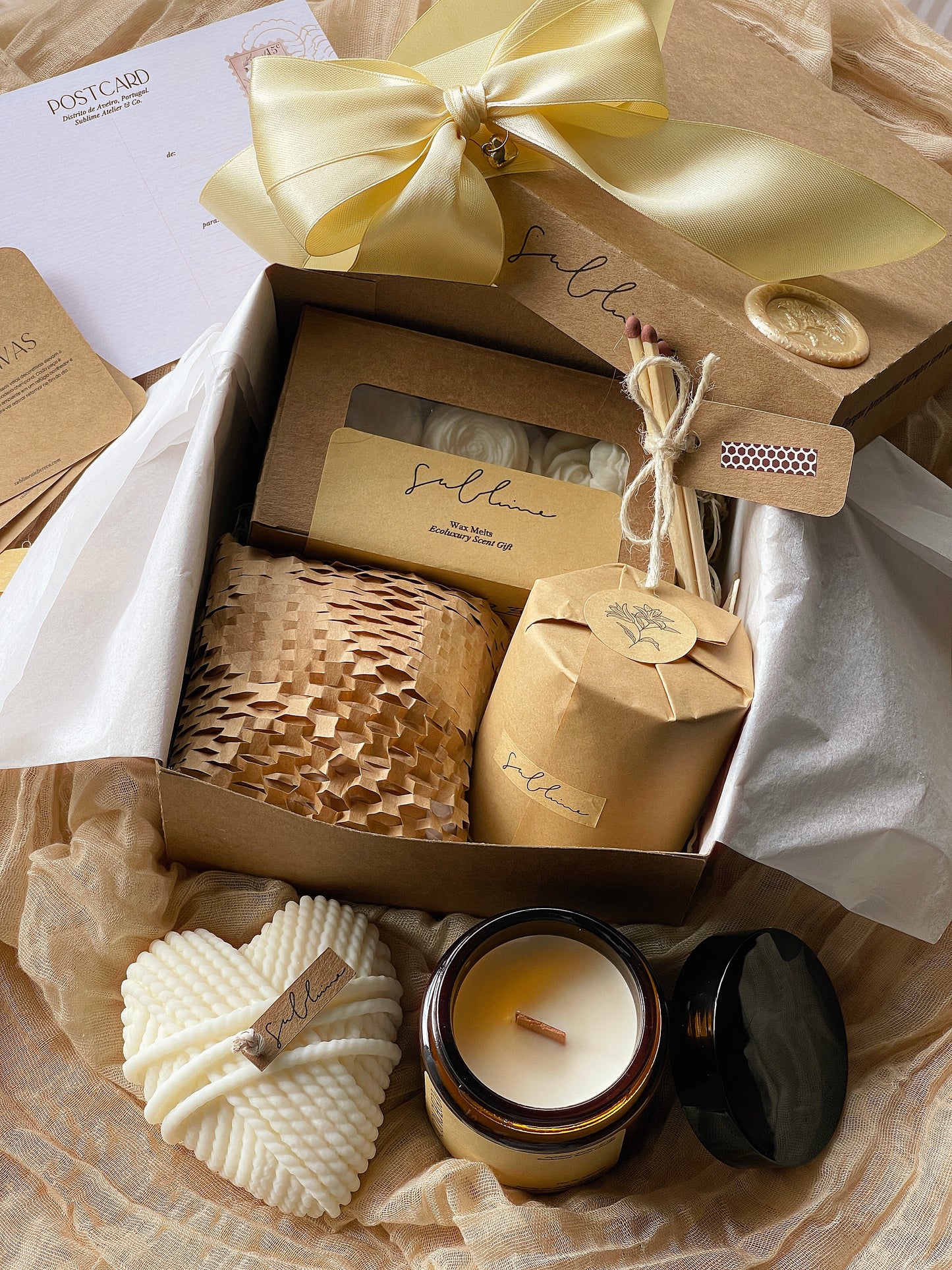 Coffret Best Sellers - Wax Melts, Vela Perfumada e Vela Decorativa Coração de Lã
