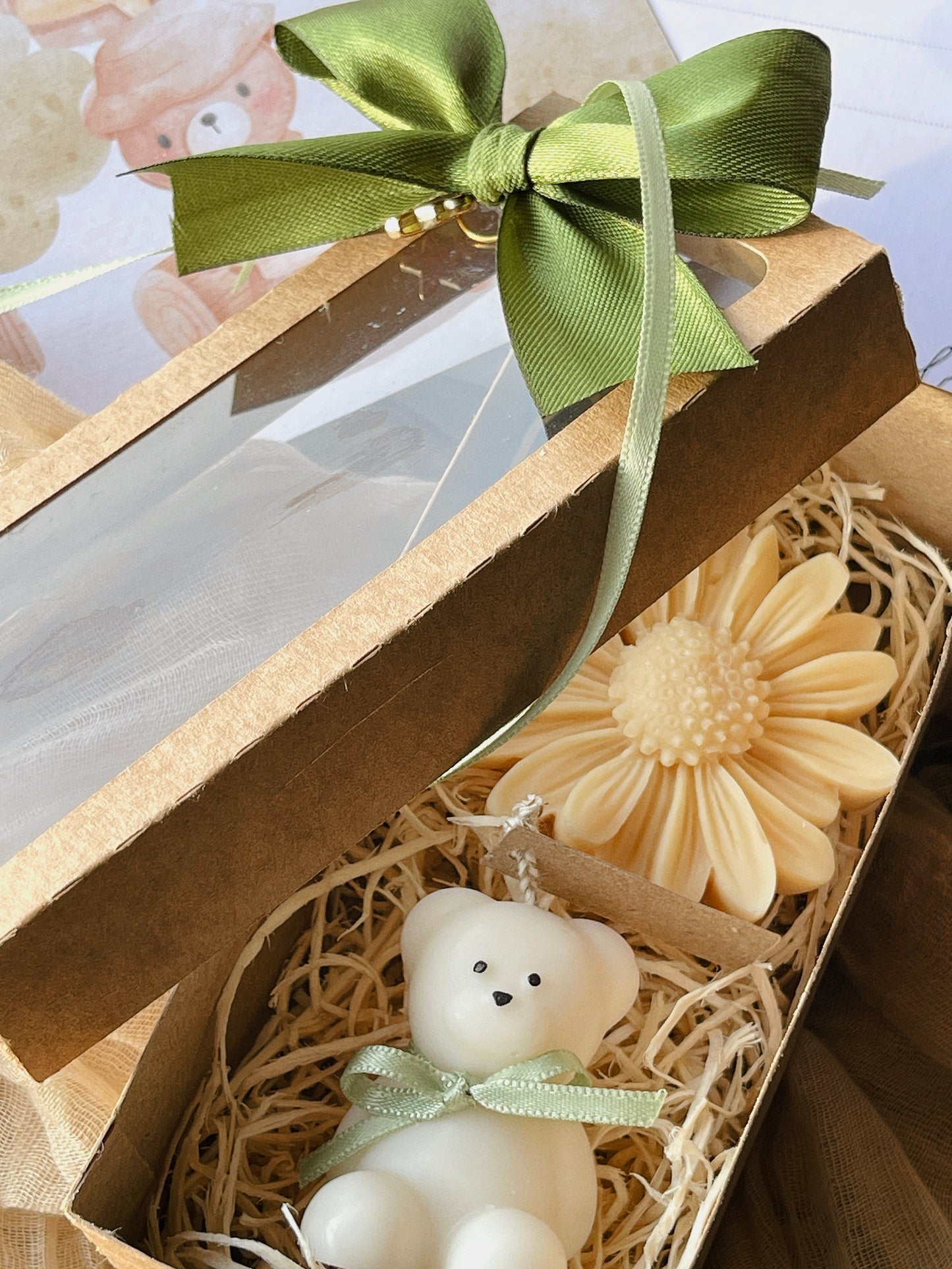 Coffret Perfumado Pequeno Urso | Vela Decorativa e Wax Melts n°03 Serenidade - Campo de Lavanda