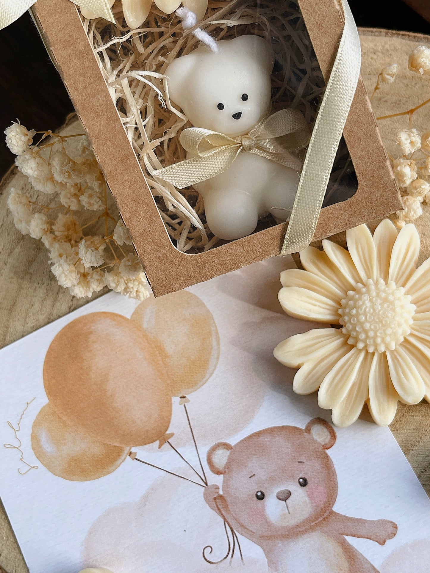 Coffret Perfumado Pequeno Urso | Vela Decorativa e Wax Melts n°03 Serenidade - Campo de Lavanda