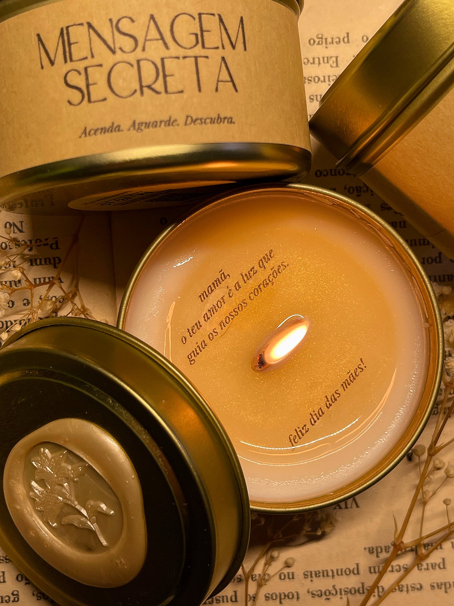 Vela Perfumada com Mensagem Secreta Personalizada | n°01 Aconchego - Flor de Algodão