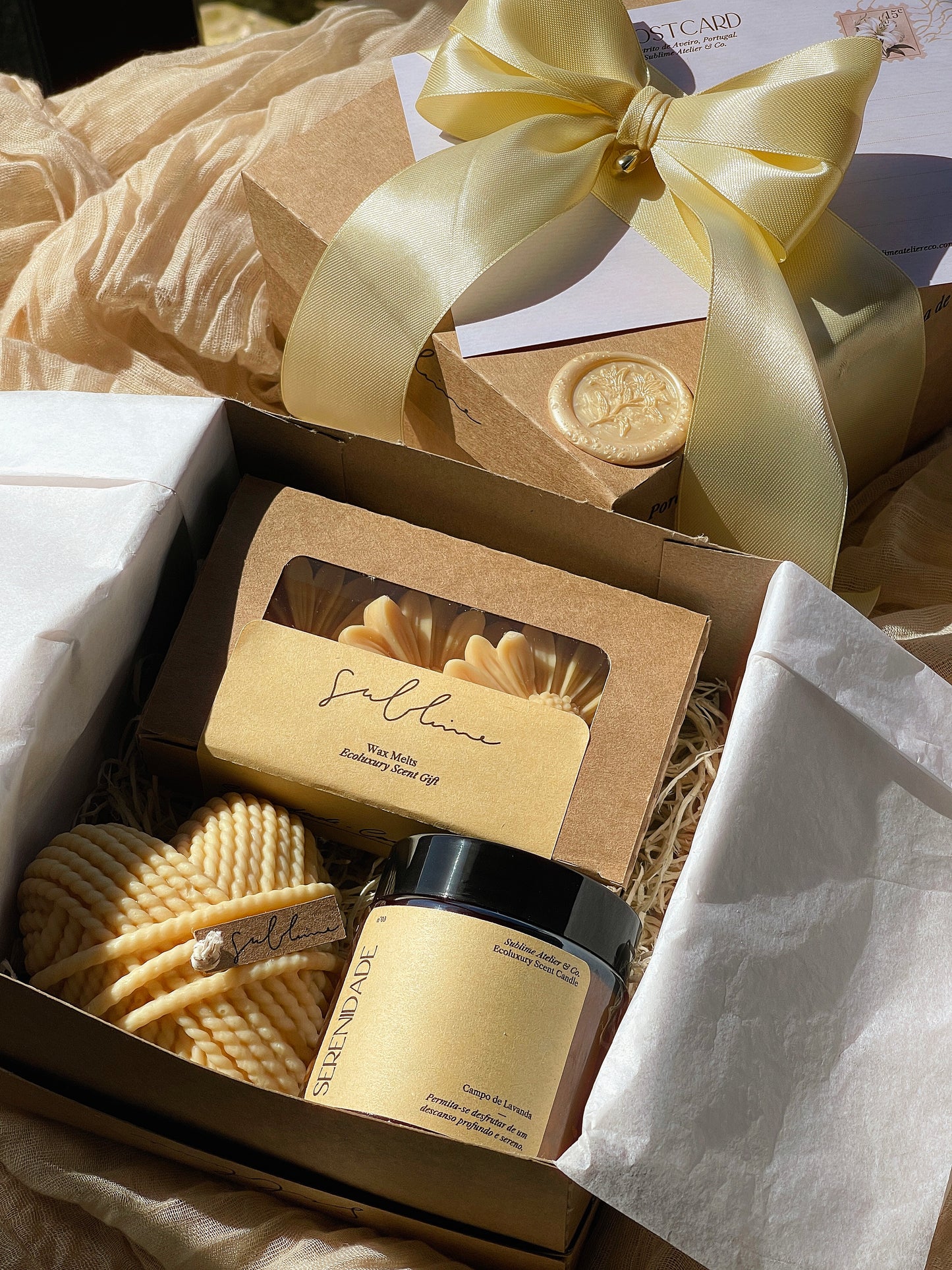 Coffret Best Sellers - Wax Melts, Vela Perfumada e Vela Decorativa Coração de Lã