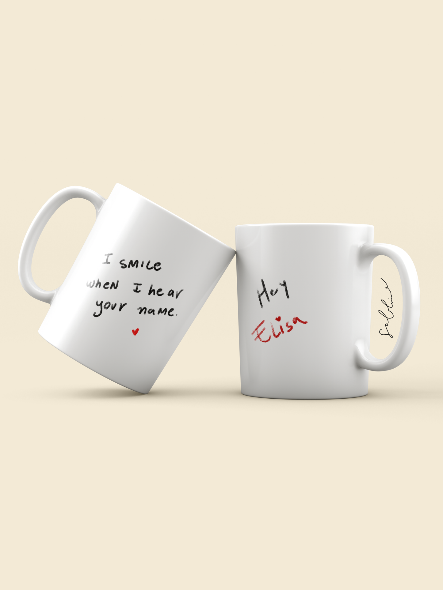 Caneca Clássica Personalizada com Bilhete de Giz Escrito à Mão