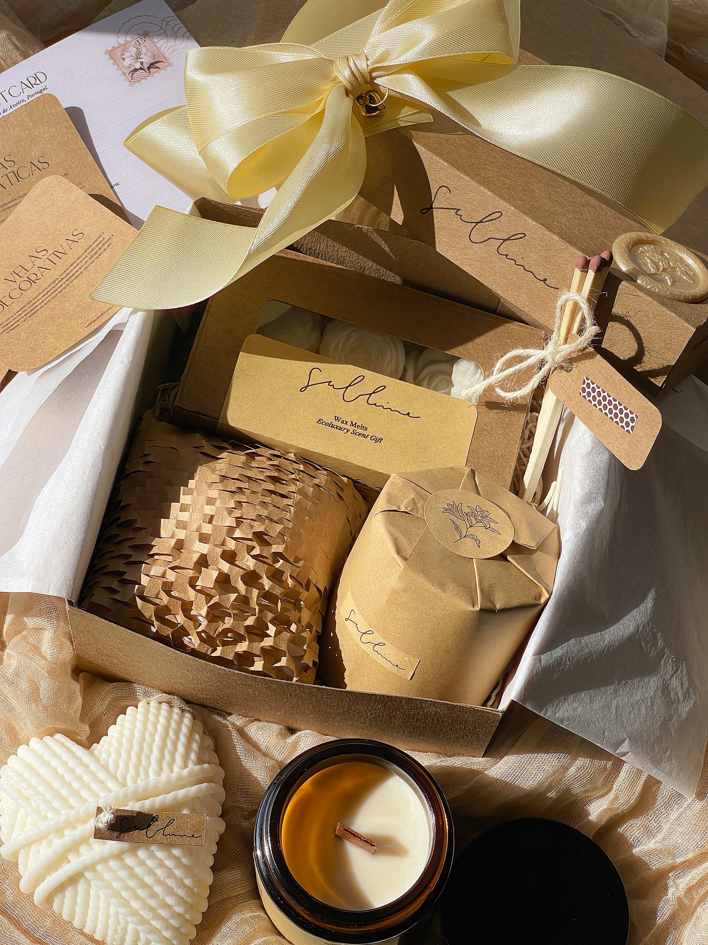 Coffret Best Sellers - Wax Melts, Vela Perfumada e Vela Decorativa Coração de Lã