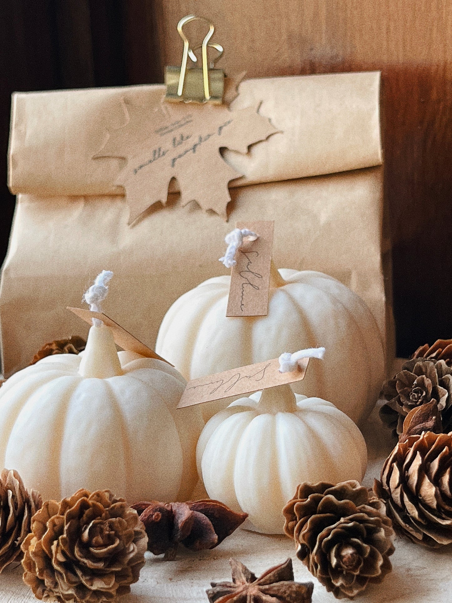 Coffret Trio de Abóboras - Velas Decorativas Outonais