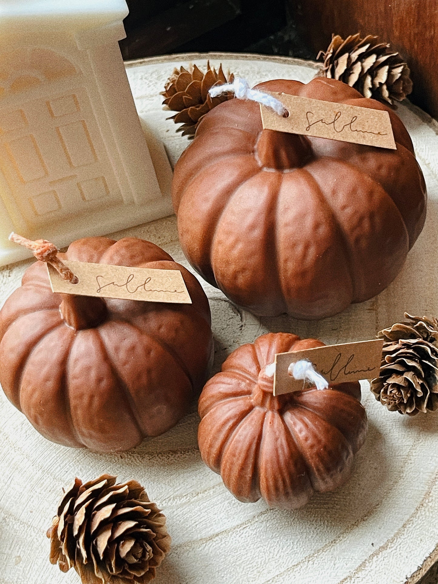 Coffret Trio de Abóboras - Velas Decorativas Outonais