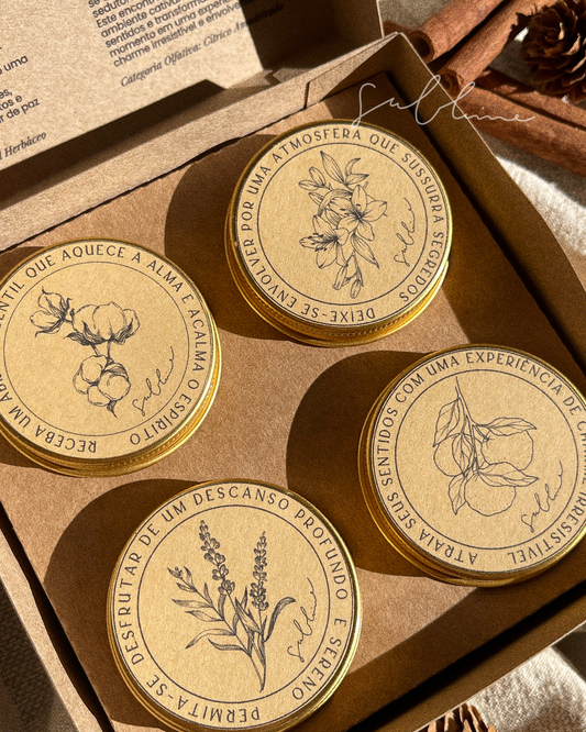 Coffret Discovery Set Best Sellers - 4 Fragrâncias de Velas Perfumadas Artesanais