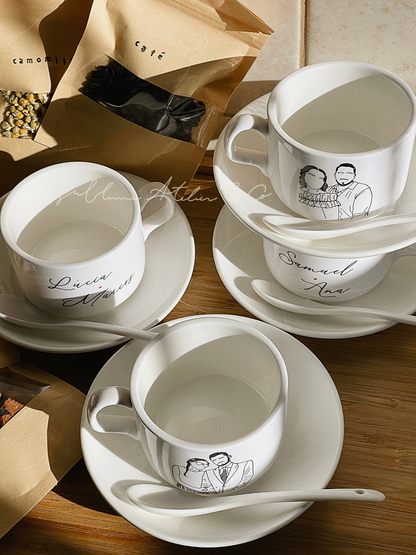 Conjunto de Chávena Personalizada Nome e Ilustração Autoral