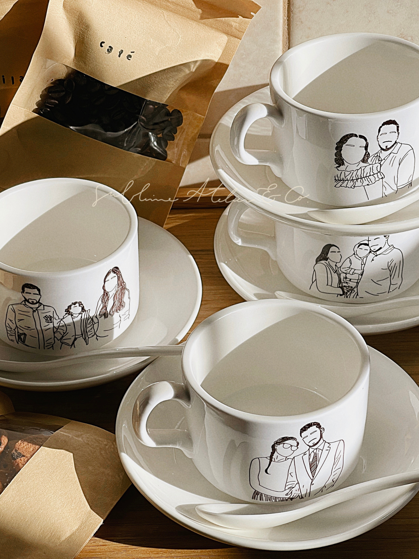 Conjunto de Chávena Personalizada Nome e Ilustração Autoral