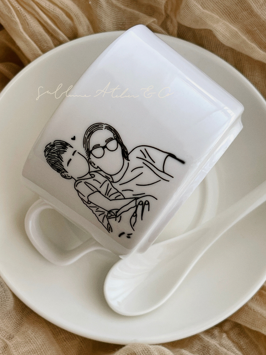 Conjunto de Chávena Personalizada Nome e Ilustração Autoral