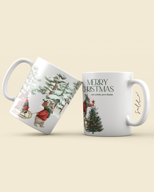 Caneca de Natal Personalizada - Floresta Encantada