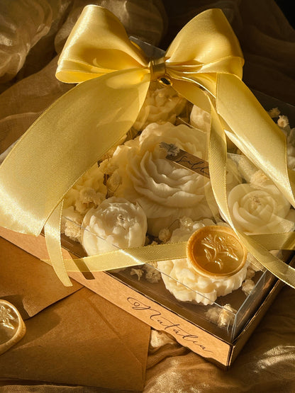 Arranjo de Velas e Flores Eternas – Presente Personalizado para Madrinhas, Noivas, Aniversariantes, Mães e Avós