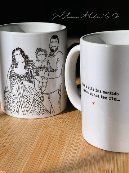Caneca Clássica Personalizada com Ilustração e Mensagem