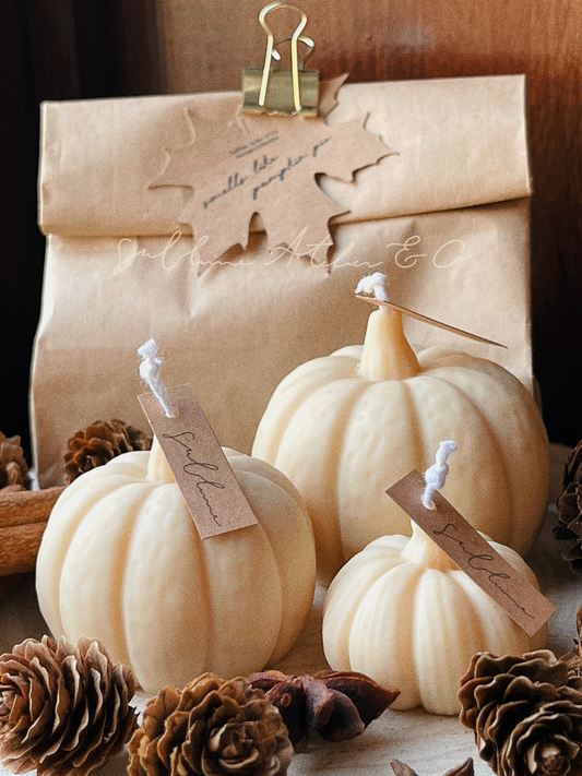 Coffret Trio de Abóboras - Velas Decorativas Outonais