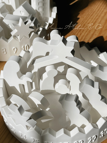 Presépio de Natal com Calendário do Advento ou Vilarejo de Natal