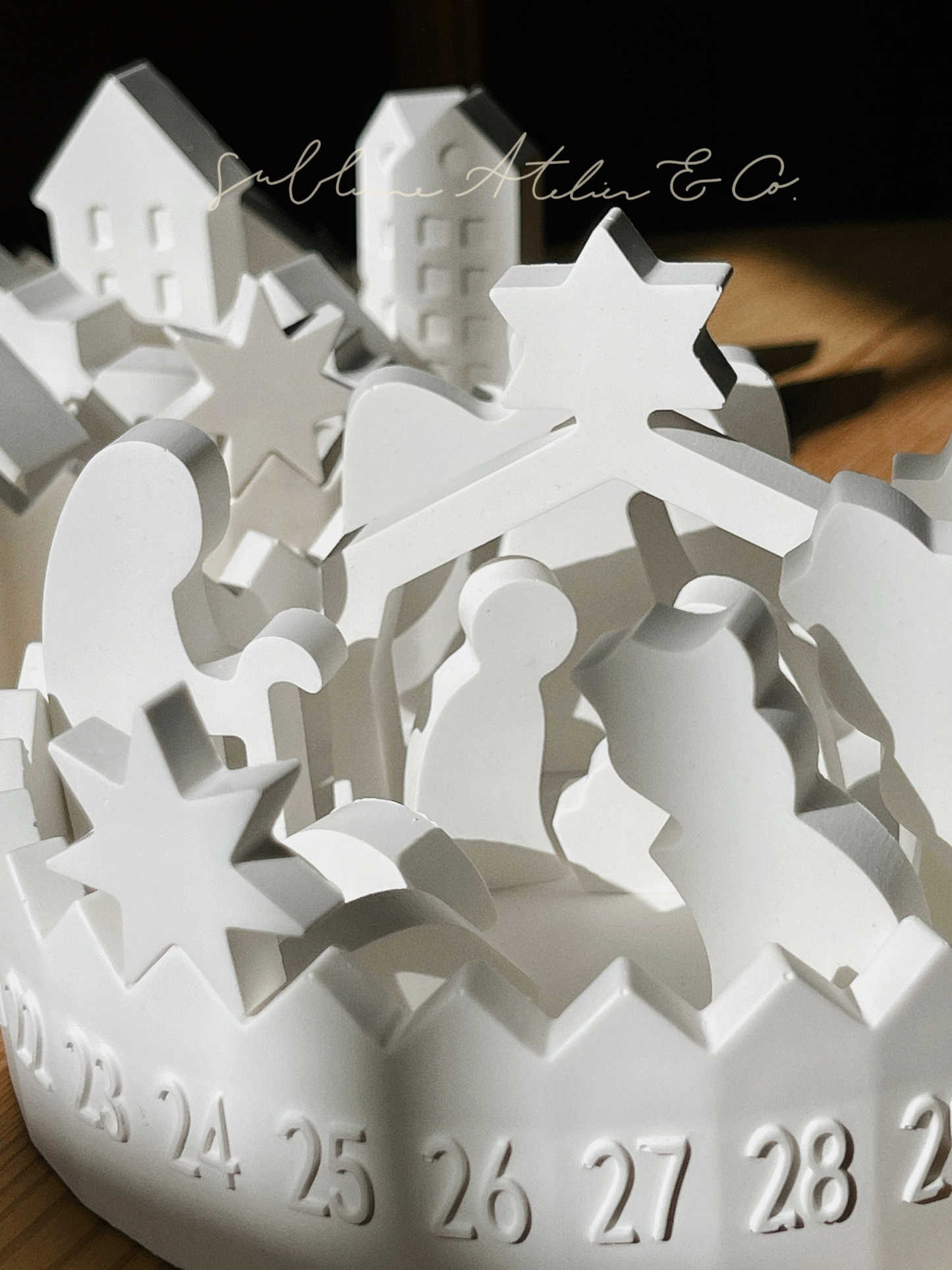 Presépio de Natal com Calendário do Advento ou Vilarejo de Natal