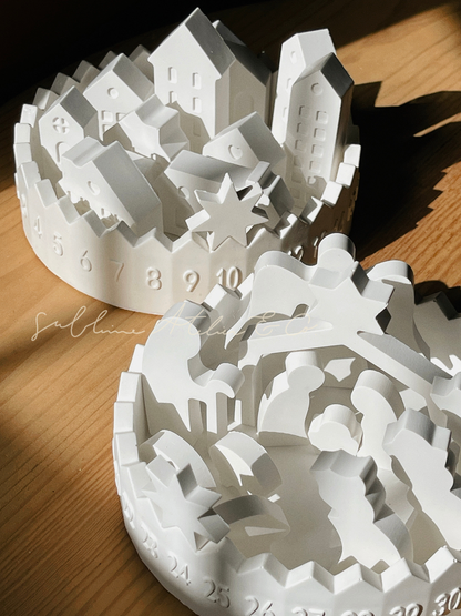 Presépio de Natal com Calendário do Advento ou Vilarejo de Natal