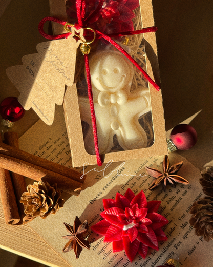 Coffret de Natal - Duo de Velas: Gingerbread e Flor Natalina Vermelha