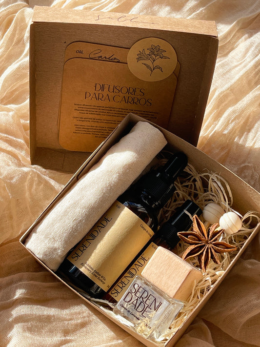 Coffret Aromático para Carro – Difusor de Varetas, Refil e Perfume de Ambiente | n°03 Serenidade - Campo de Lavanda