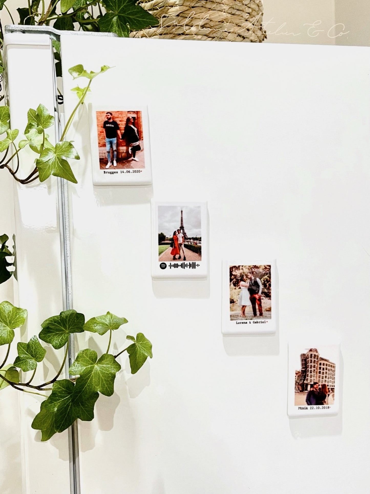 Íman Polaroid Personalizado em Cerâmica – Foto com Frase ou Código Spotify