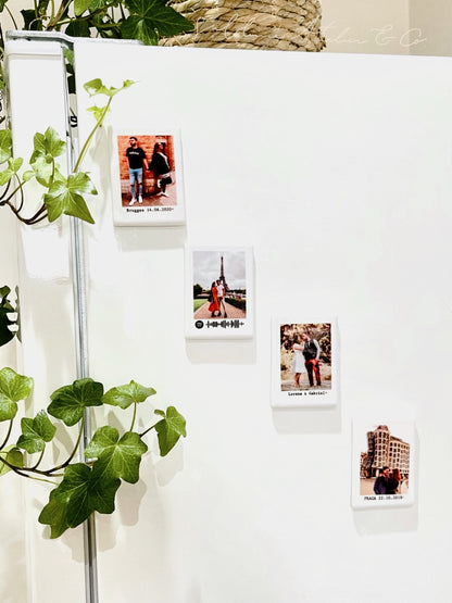 Íman Polaroid Personalizado em Cerâmica – Foto com Frase ou Código Spotify